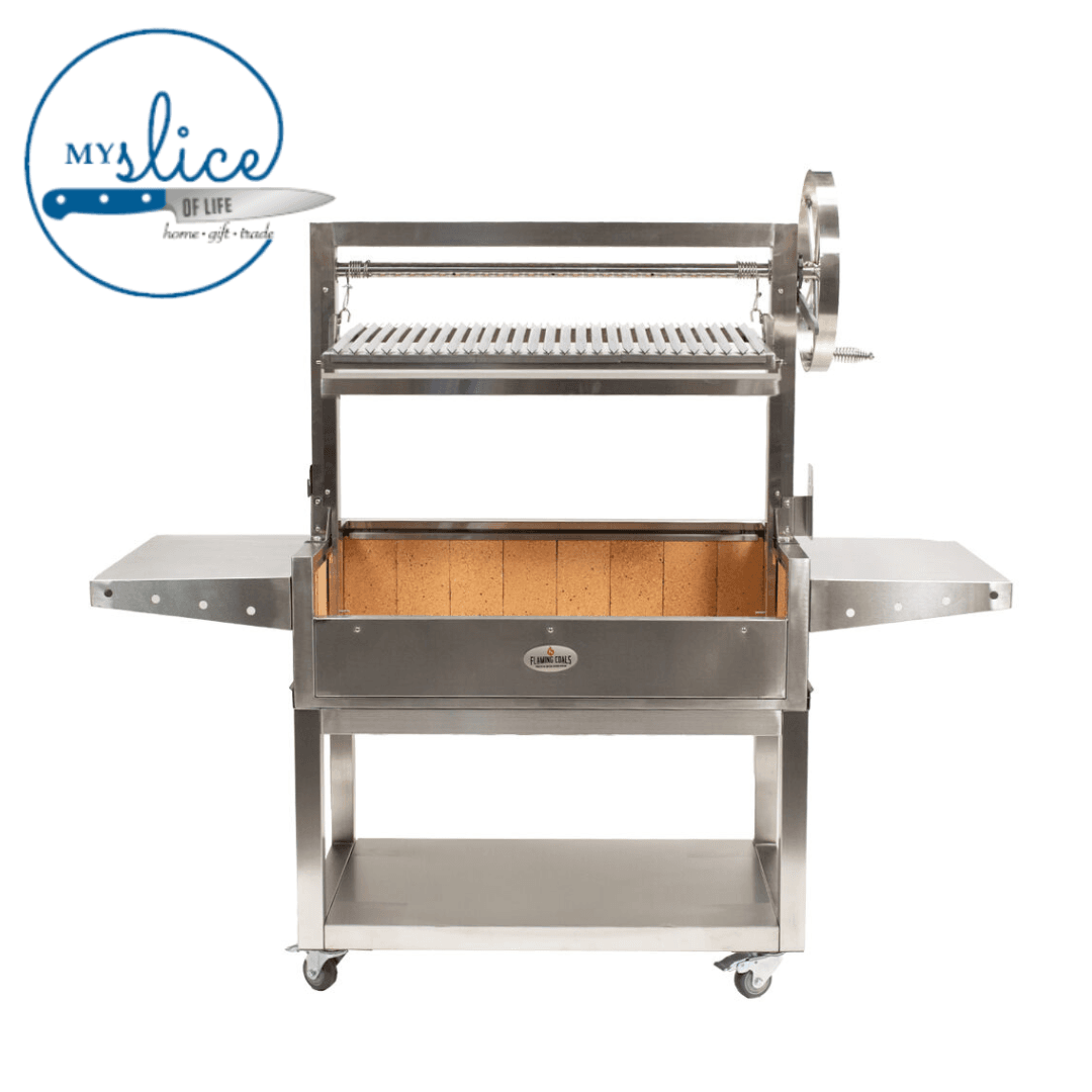 Flaming Coals Stainless Steel Parrilla BBQ With Rotisserie 885 x 550