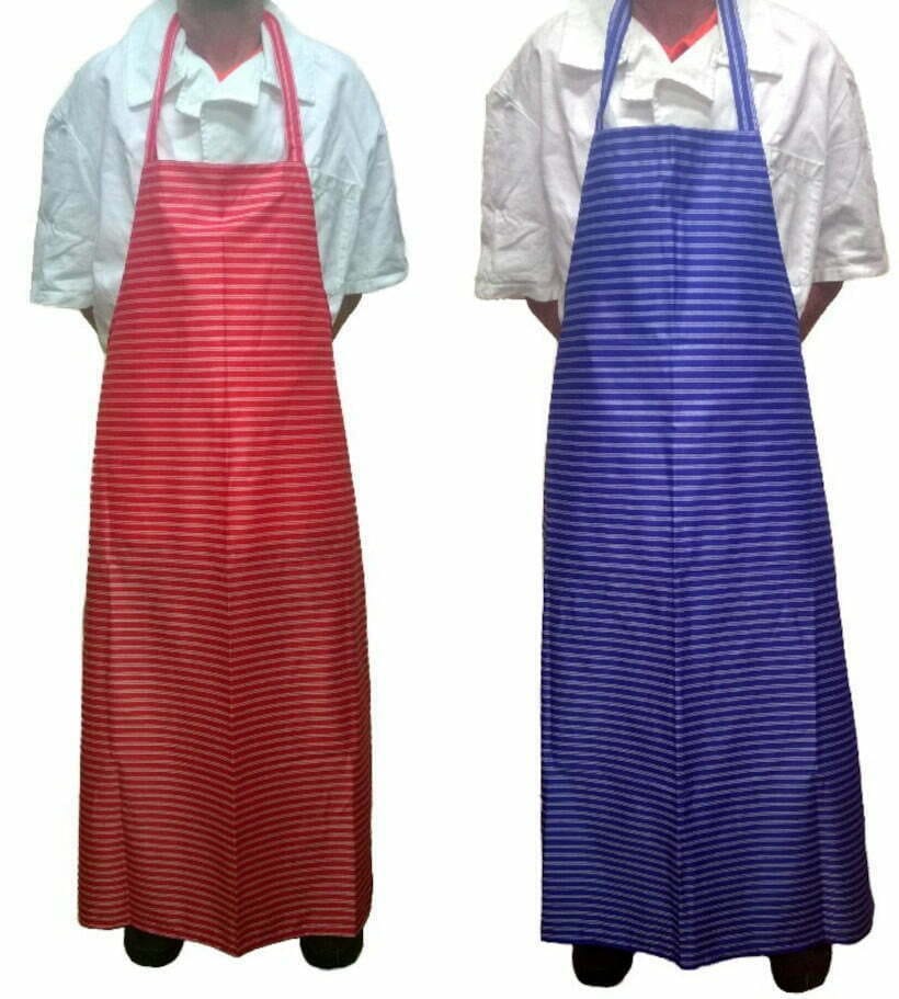 Striped Nylon Bib Butchers Apron - Blue or Red