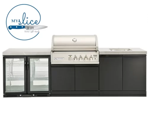 Crossray BBQ 4B-S Series Outdoor Kitchen - BBQ, Cabinet, Sink Cabinet and Double Fridge