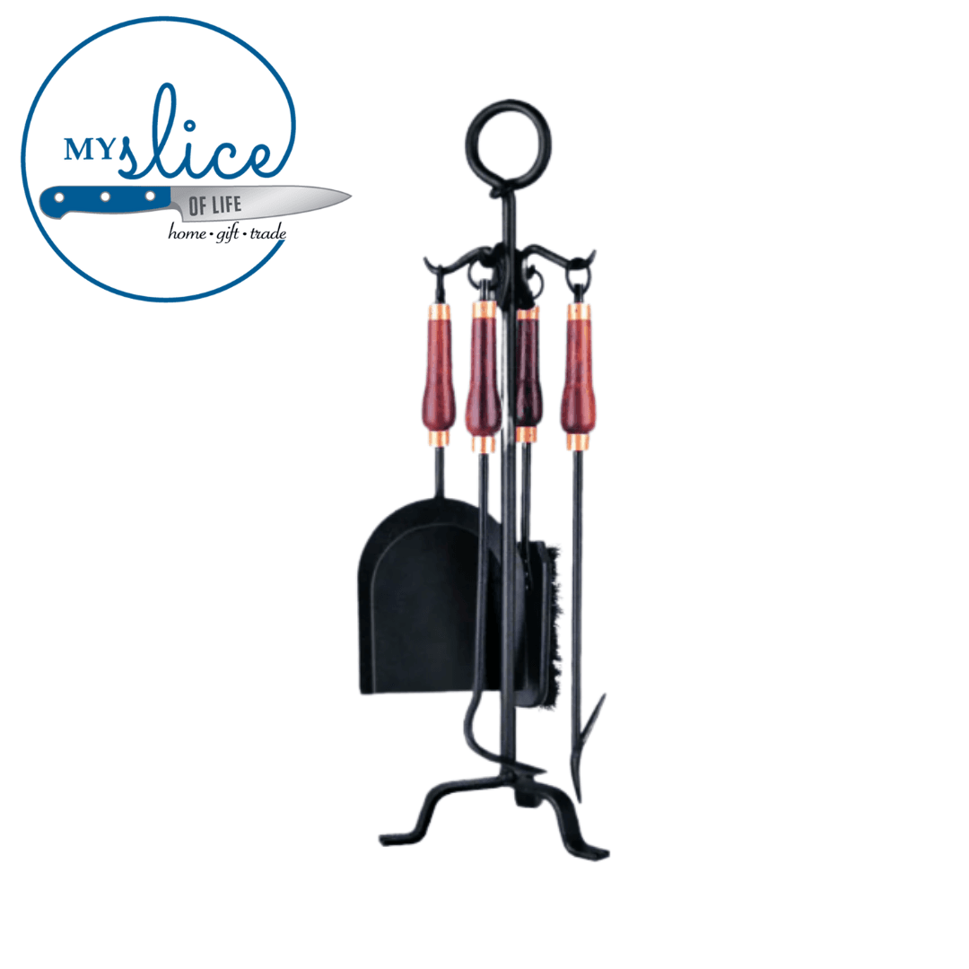 Melton Craft 4 Piece Forged Fire Toolset - Wooden Handles
