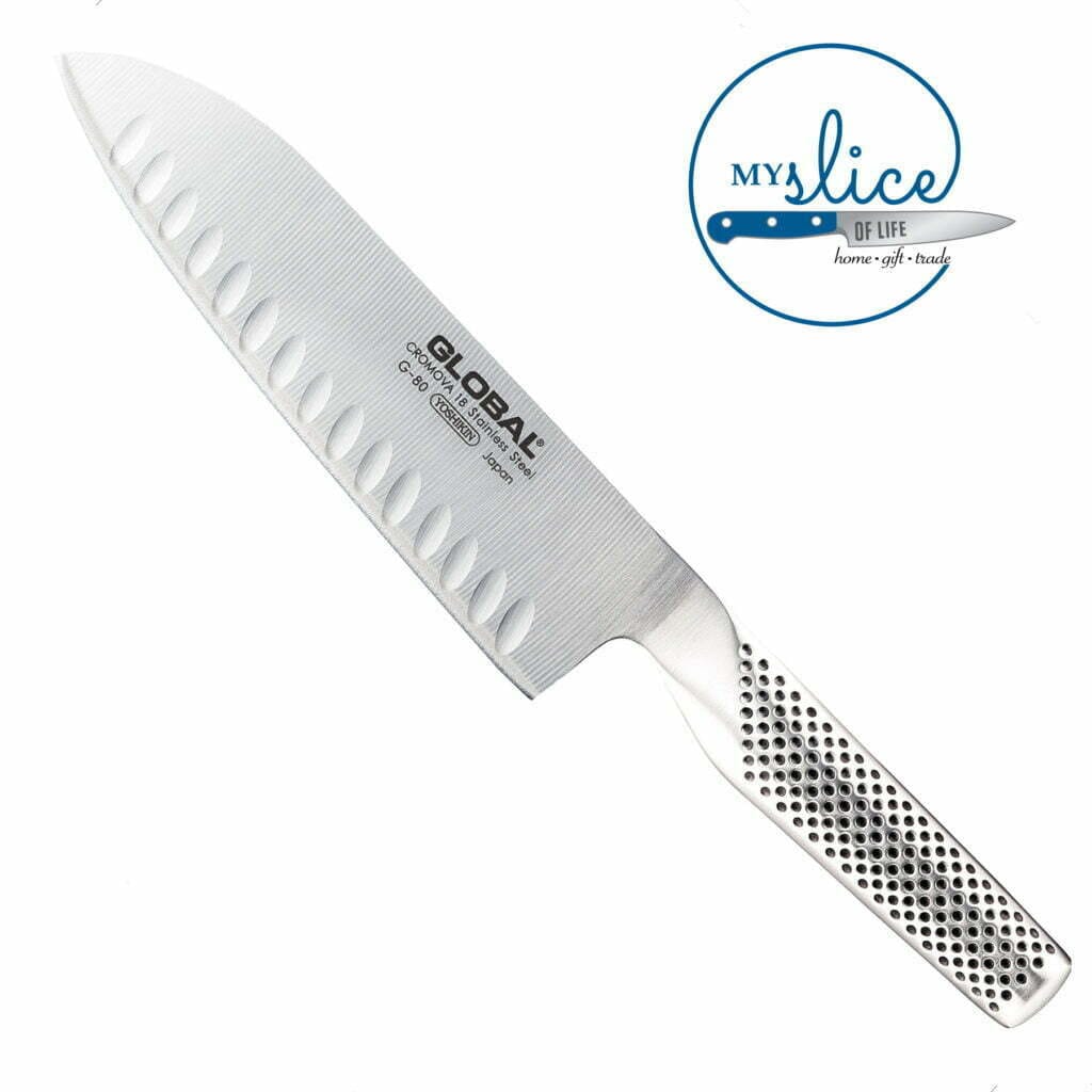 Global G-80 18cm Fluted Santoku Knife - Gift Box