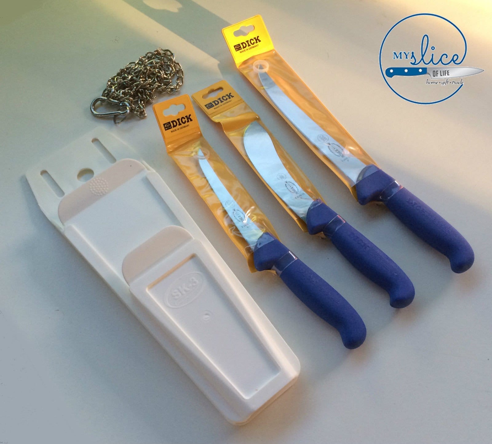 F Dick Pro Butcher 3 Piece Knife Set, Mars Pouch & Chain Belt