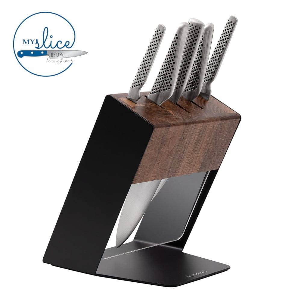 Global Katana 6 Piece Knife Block Set - Walnut