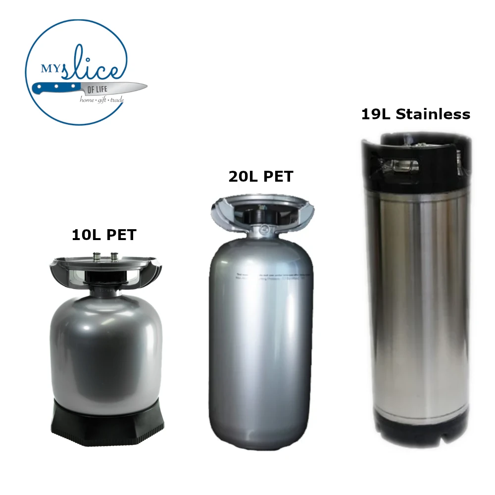 Ball Lock Kegs - 19L Stainless, 10L & 20L PET